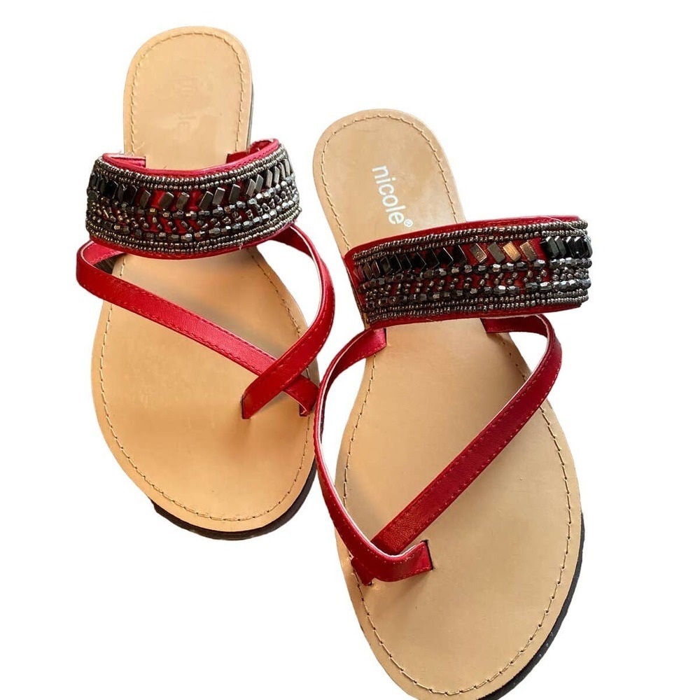 Nicole Red Jeweled‎ Sandals